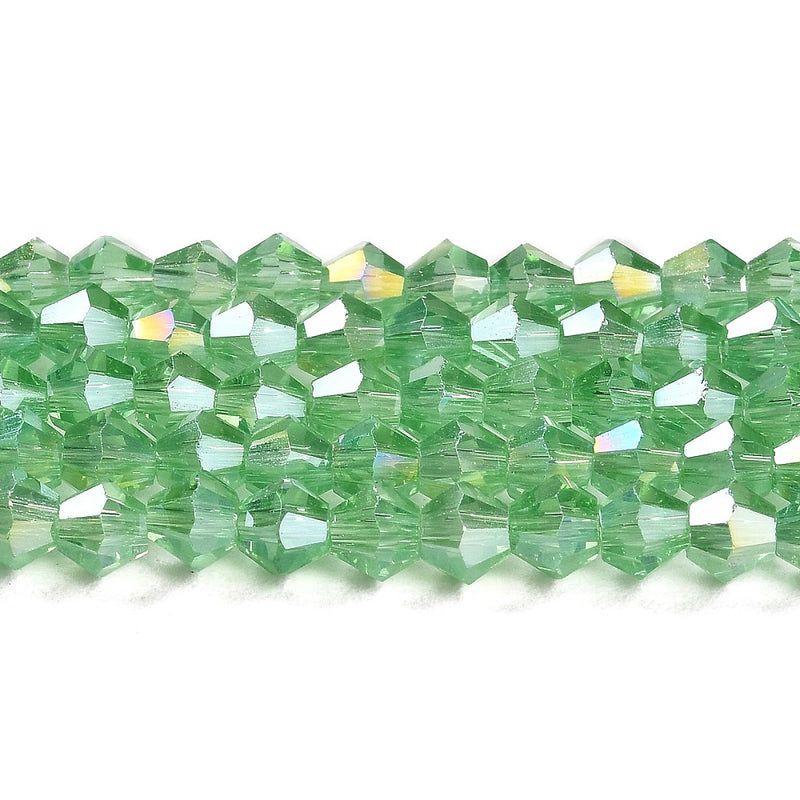The Bead Store 3mm Glass Bicones Light Green AB approx. 115 beads