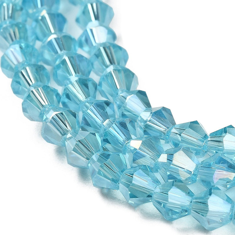 The Bead Store 3mm Glass Bicones Light Sky Blue AB approx. 115 beads