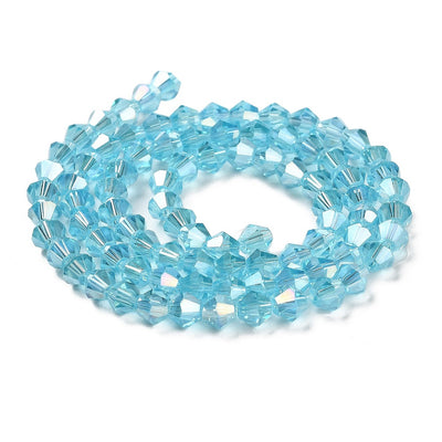 The Bead Store 3mm Glass Bicones Light Sky Blue AB approx. 115 beads