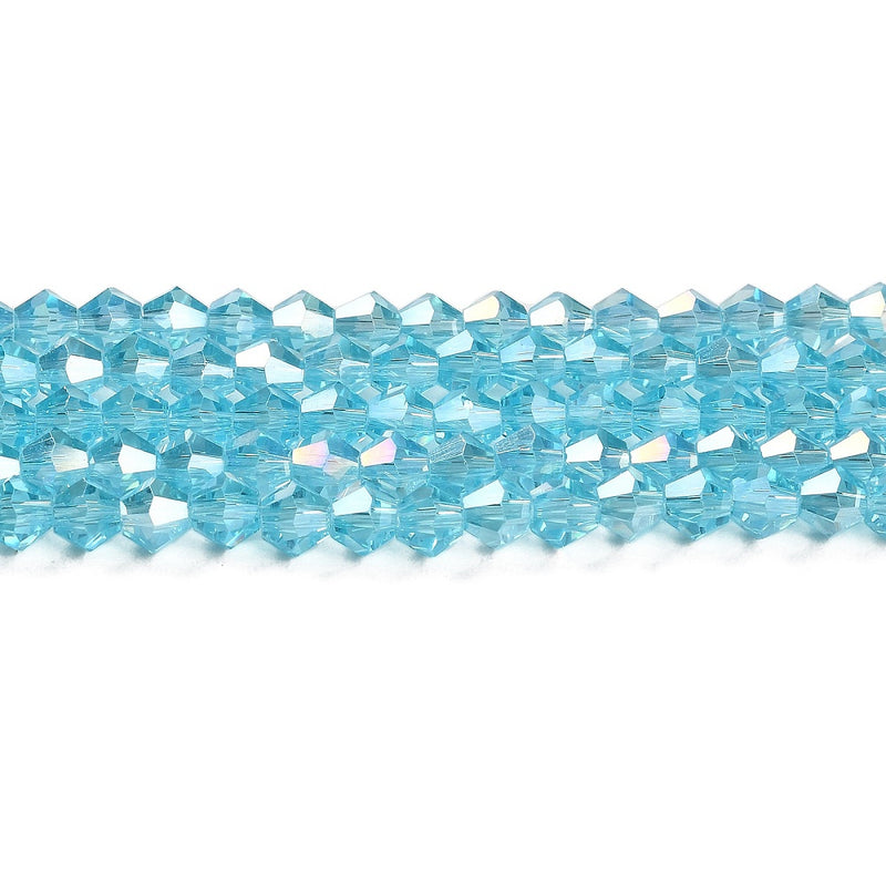 The Bead Store 3mm Glass Bicones Light Sky Blue AB approx. 115 beads