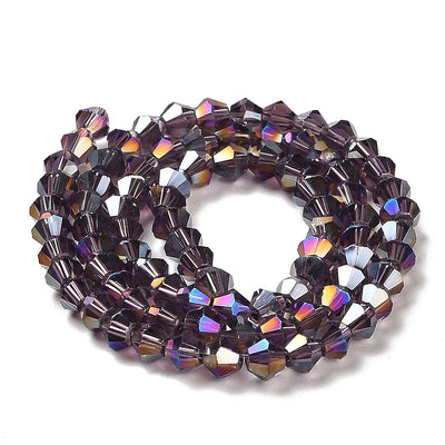 The Bead Store 3mm Glass Bicones Lustred Purple approx. 115 beads