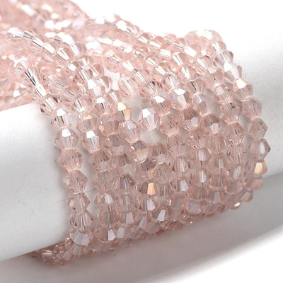 The Bead Store 3mm Glass Bicones Pink AB approx. 115 beads