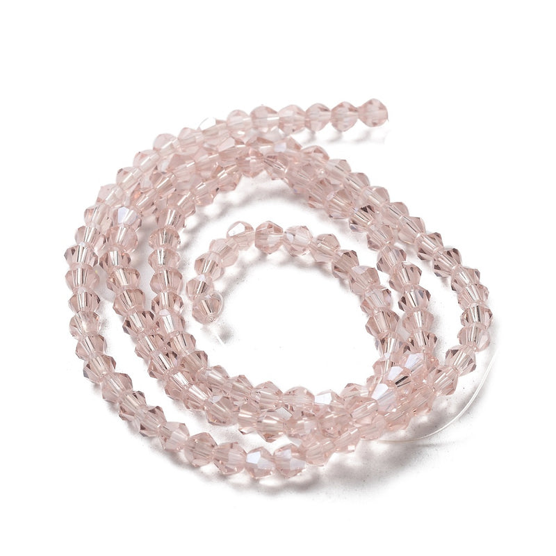 The Bead Store 3mm Glass Bicones Pink AB approx. 115 beads