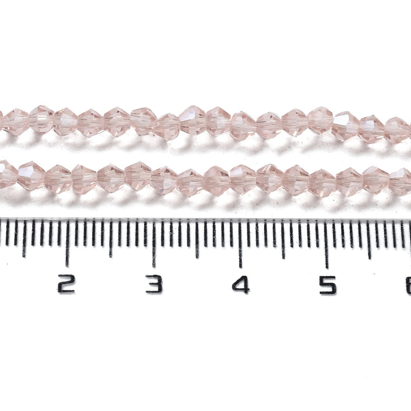 The Bead Store 3mm Glass Bicones Pink AB approx. 115 beads