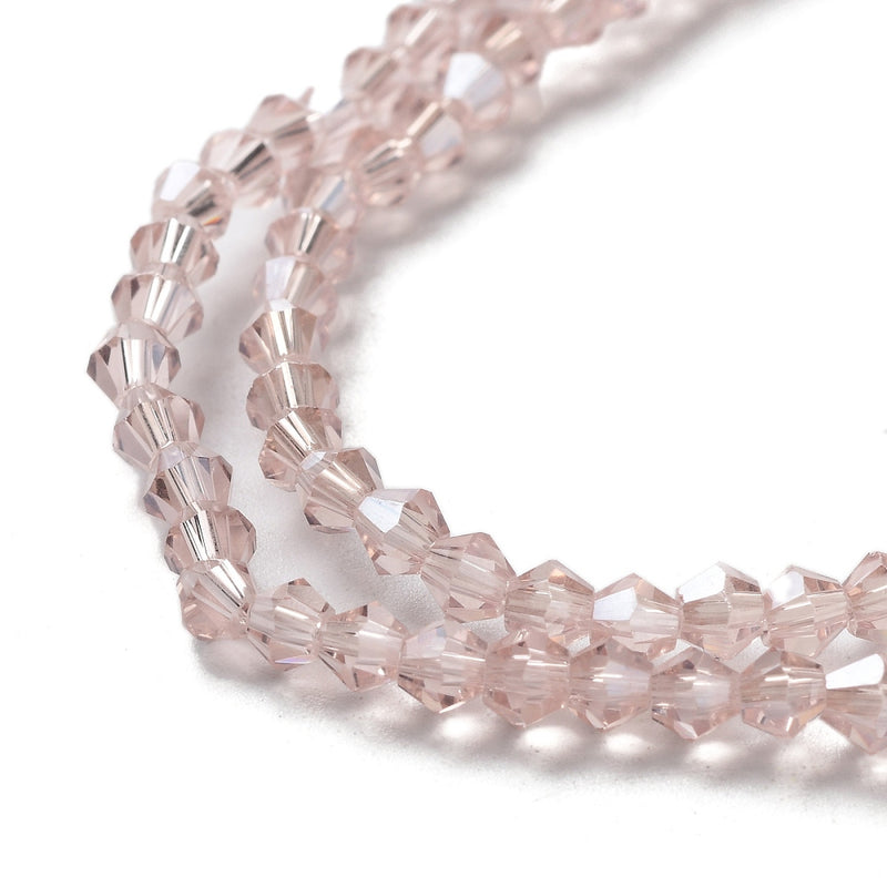 The Bead Store 3mm Glass Bicones Pink AB approx. 115 beads