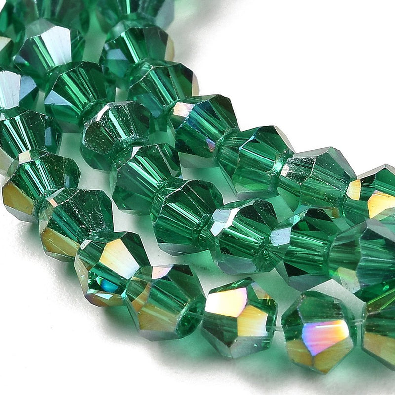 The Bead Store 3mm Glass Bicones Sea Green AB approx. 115 beads