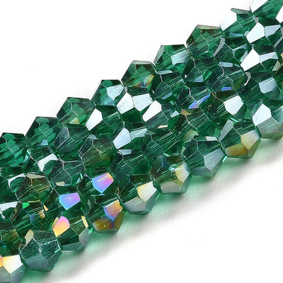 The Bead Store 3mm Glass Bicones Sea Green AB approx. 115 beads