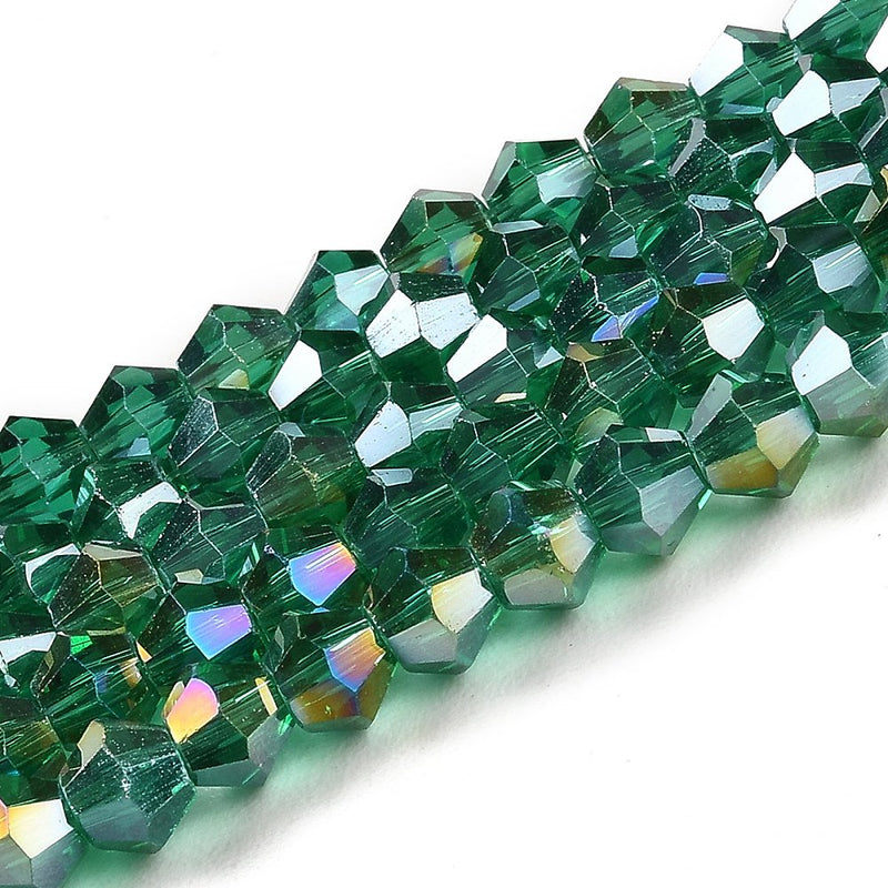 The Bead Store 3mm Glass Bicones Sea Green AB approx. 115 beads
