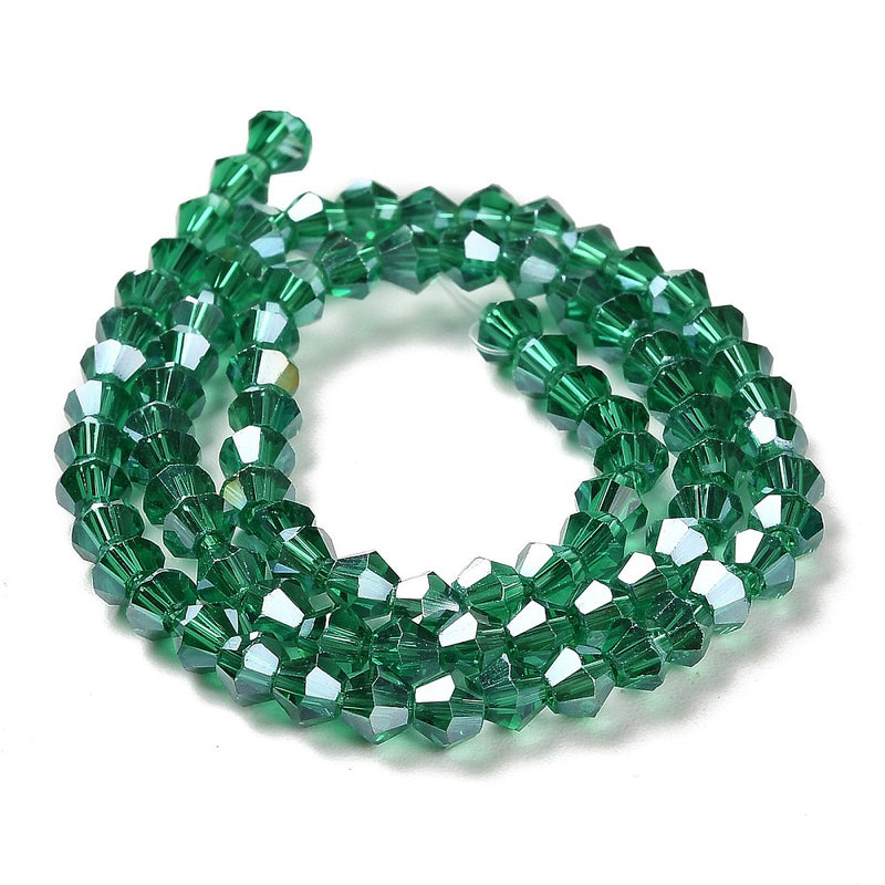 The Bead Store 3mm Glass Bicones Sea Green AB approx. 115 beads