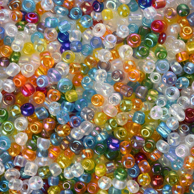  The Bead Store 3mm Glass Seed Beads ~ Transparent Rainbow Colours Mix ~ 20g