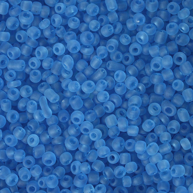 The Bead Store 3mm Imitation Sea Glass Frosted Glass Seed Beads Sky Blue 20g