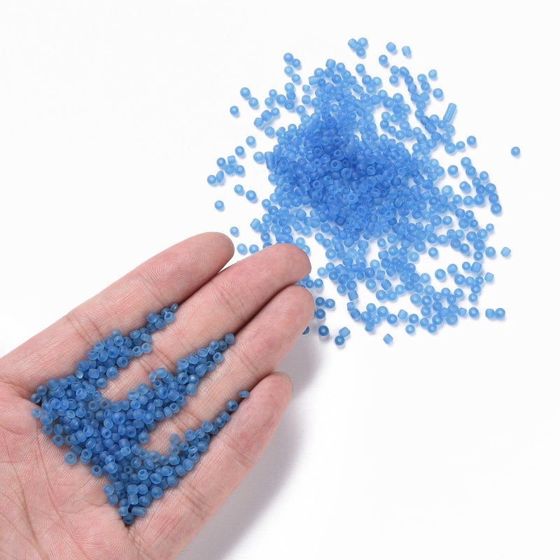 The Bead Store 3mm Imitation Sea Glass Frosted Glass Seed Beads Sky Blue 20g