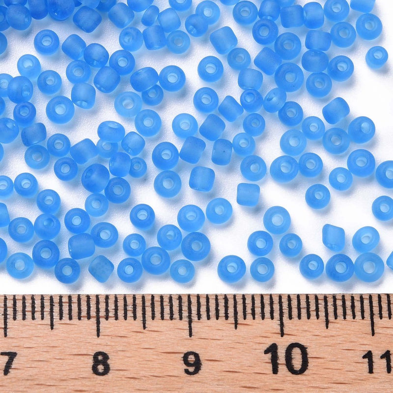 The Bead Store 3mm Imitation Sea Glass Frosted Glass Seed Beads Sky Blue 20g
