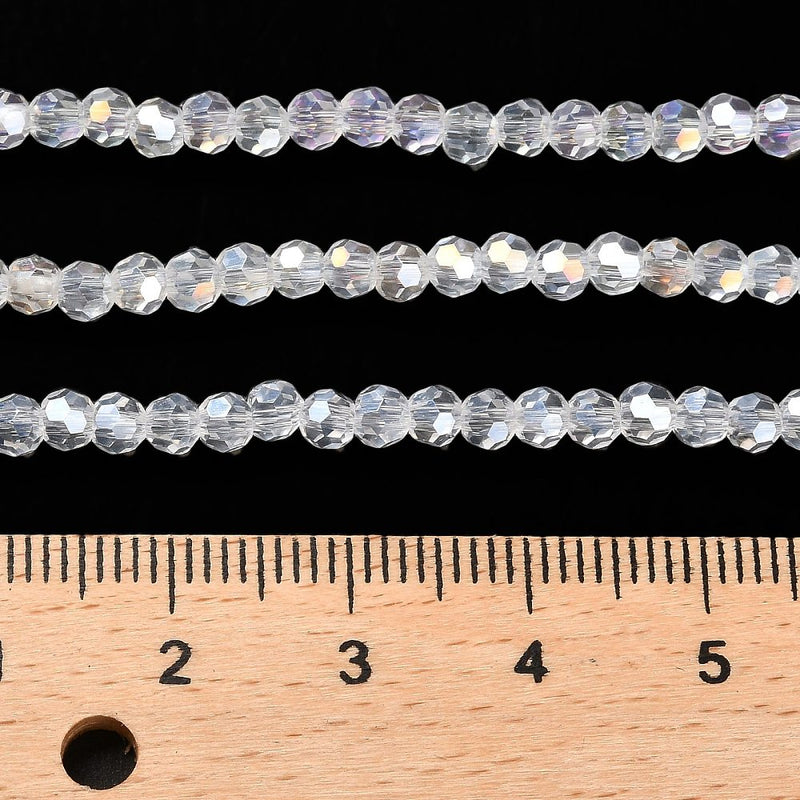 The Bead Store 3mm Round Faceted Glass Beads Crystal AB