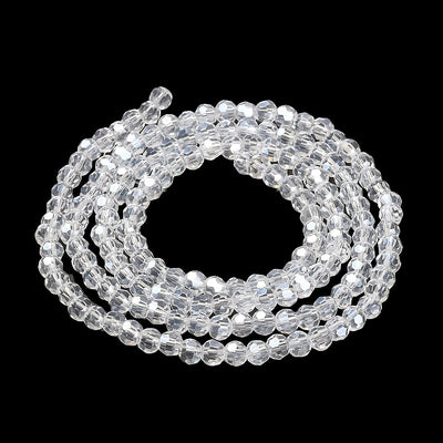 The Bead Store 3mm Round Faceted Glass Beads Crystal AB