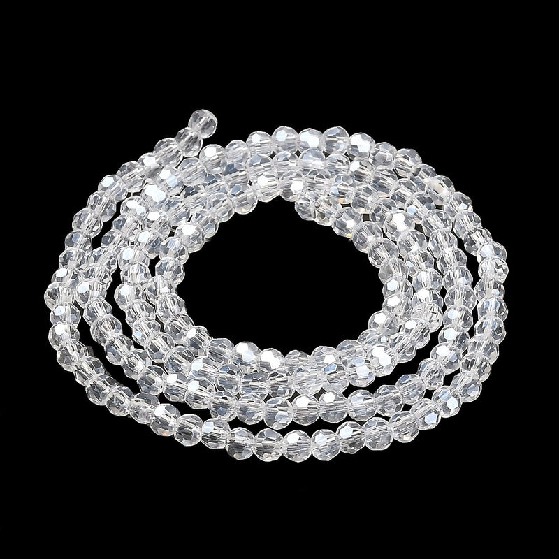 The Bead Store 3mm Round Faceted Glass Beads Crystal AB