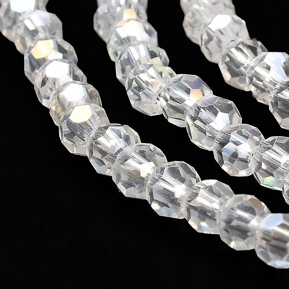 The Bead Store 3mm Round Faceted Glass Beads Crystal AB