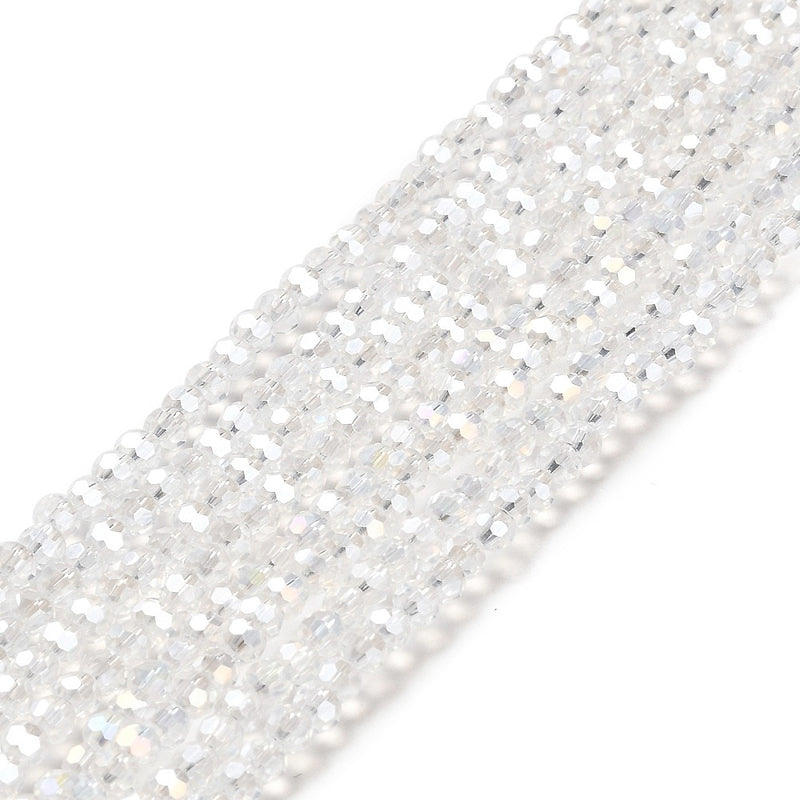 The Bead Store 3mm Round Faceted Glass Beads Crystal AB