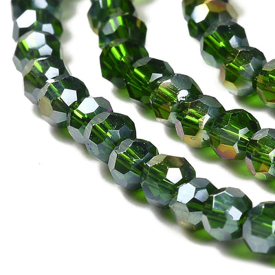 The Bead Store 3mm Round Faceted Glass Beads Green AB