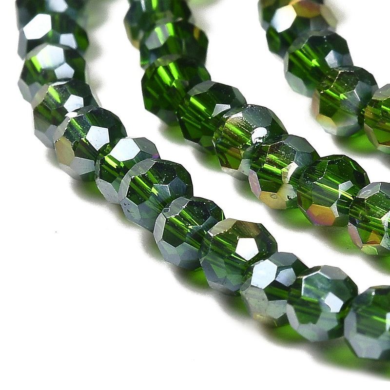 The Bead Store 3mm Round Faceted Glass Beads Green AB