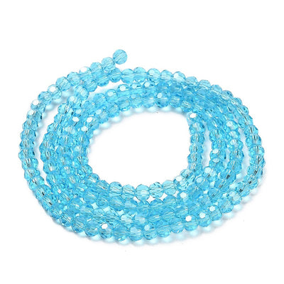 The Bead Store 3mm Round Faceted Glass Beads Light Blue AB