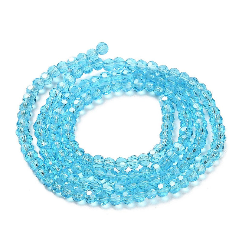 The Bead Store 3mm Round Faceted Glass Beads Light Blue AB