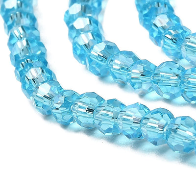 The Bead Store 3mm Round Faceted Glass Beads Light Blue AB