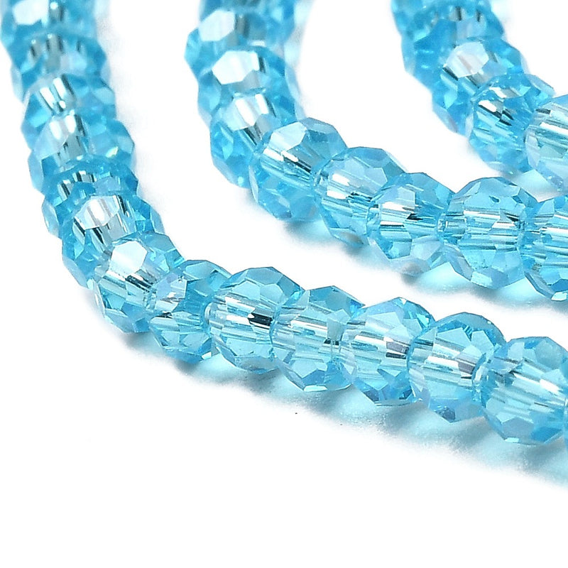 The Bead Store 3mm Round Faceted Glass Beads Light Blue AB