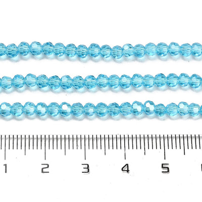 The Bead Store 3mm Round Faceted Glass Beads Light Blue AB