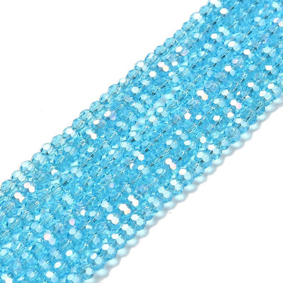 The Bead Store 3mm Round Faceted Glass Beads Light Blue AB
