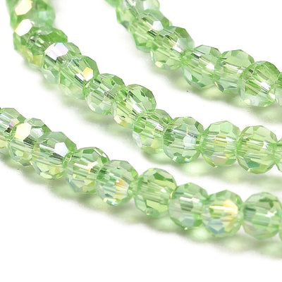 The Bead Store 3mm Round Faceted Glass Beads Light Green AB