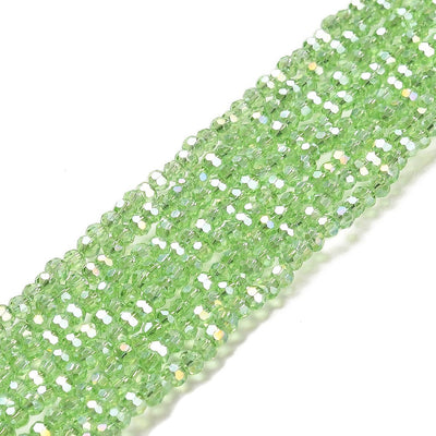 The Bead Store 3mm Round Faceted Glass Beads Light Green AB