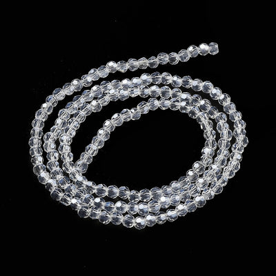 The Bead Store 3mm Round Faceted Glass Beads Lustred Crystal