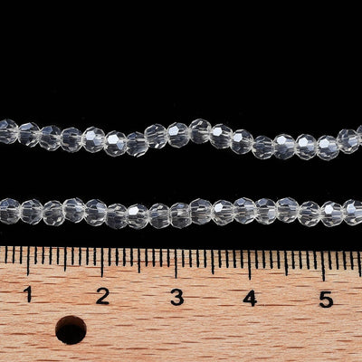 The Bead Store 3mm Round Faceted Glass Beads Lustred Crystal