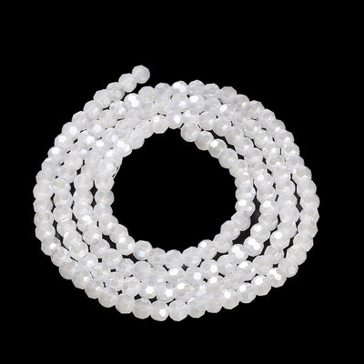 The Bead Store 3mm Round Faceted Glass Beads Lustred Jade White