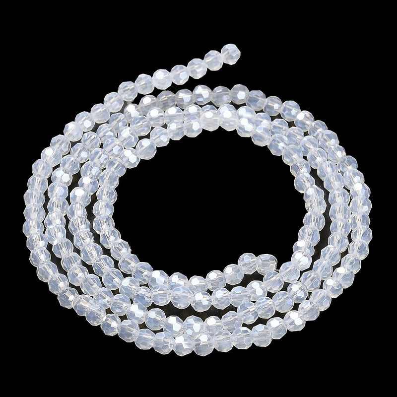 The Bead Store 3mm Round Faceted Glass Beads Lustred Opalite