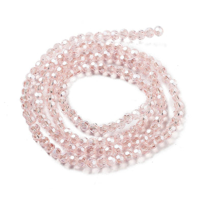 The Bead Store 3mm Round Faceted Glass Beads Lustred Rose