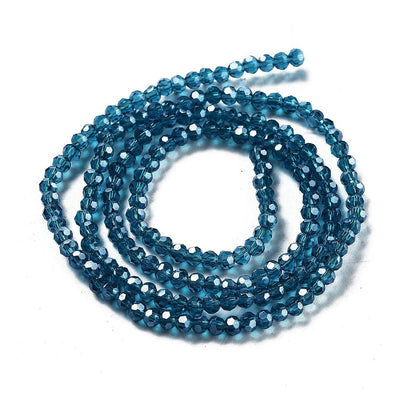 The Bead Store 3mm Round Faceted Glass Beads Lustred Teal