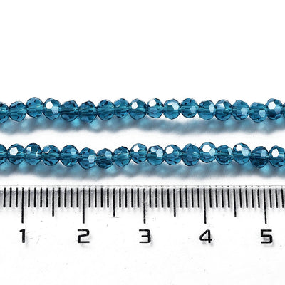 The Bead Store 3mm Round Faceted Glass Beads Lustred Teal