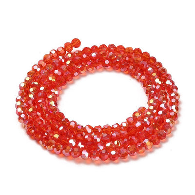 The Bead Store 3mm Round Faceted Glass Beads Red AB