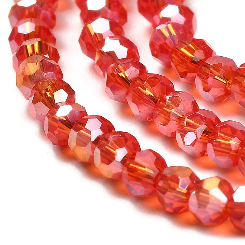 The Bead Store 3mm Round Faceted Glass Beads Red AB