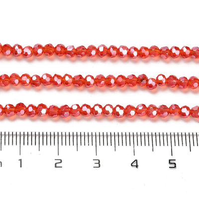 The Bead Store 3mm Round Faceted Glass Beads Red AB