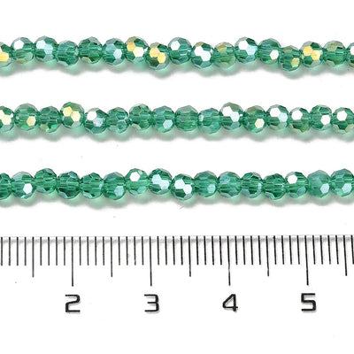 The Bead Store 3mm Round Faceted Glass Beads Sea Green AB