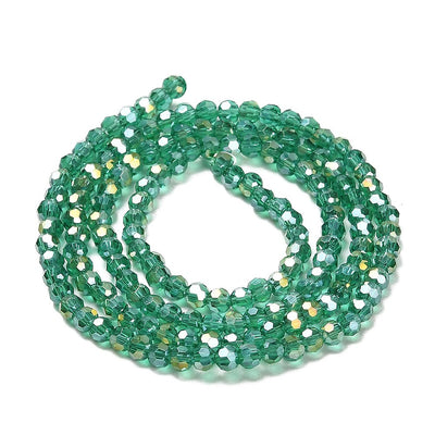The Bead Store 3mm Round Faceted Glass Beads Sea Green AB