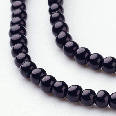 The Bead Store 3mm Round Glass Pearl Beads Black approx. 190 beads