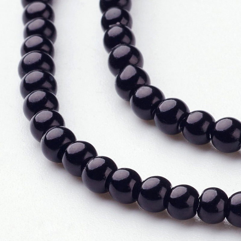The Bead Store 3mm Round Glass Pearl Beads Black approx. 190 beads