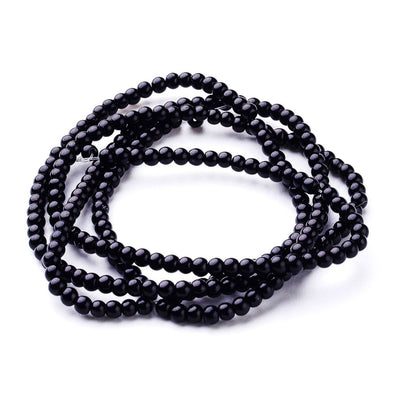The Bead Store 3mm Round Glass Pearl Beads Black approx. 190 beads
