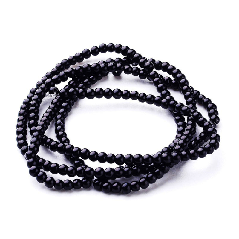 The Bead Store 3mm Round Glass Pearl Beads Black approx. 190 beads