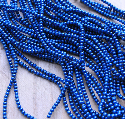 The Bead Store 3mm Round Glass Pearl Beads Blue approx. 190 beads