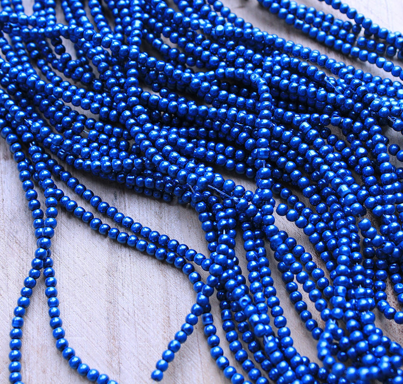 The Bead Store 3mm Round Glass Pearl Beads Blue approx. 190 beads